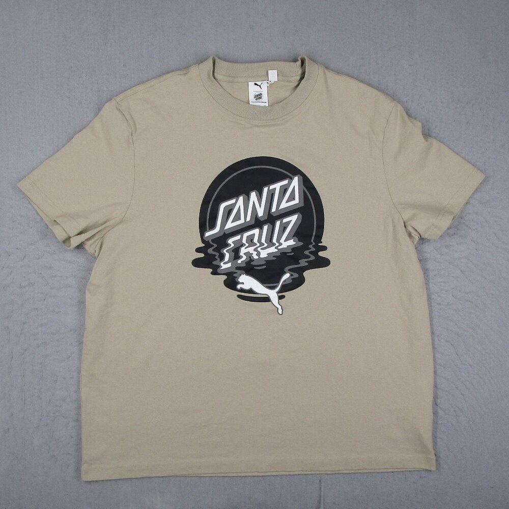 Puma x Santa Cruz Shirt Mens XL Beige Short Sleeve Crew Neck Tee